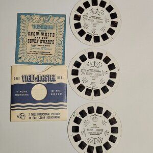 VINTAGE Snow White and the Seven Dwarfs View Master Reels x 3 with Booklet